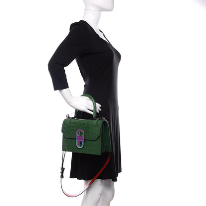 Christian Louboutin Alligator Embossed Calfskin Elisa Top Handle Bag Canpoee Rainbow 5 of 13