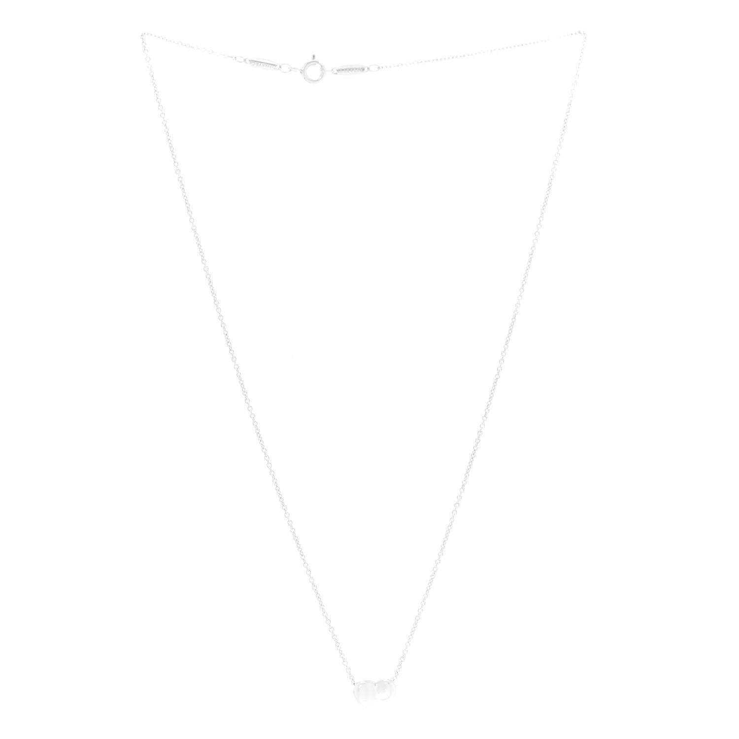 Tiffany Sterling Silver 9mm Elsa Peretti Bean Pendant Necklace 3 of 7