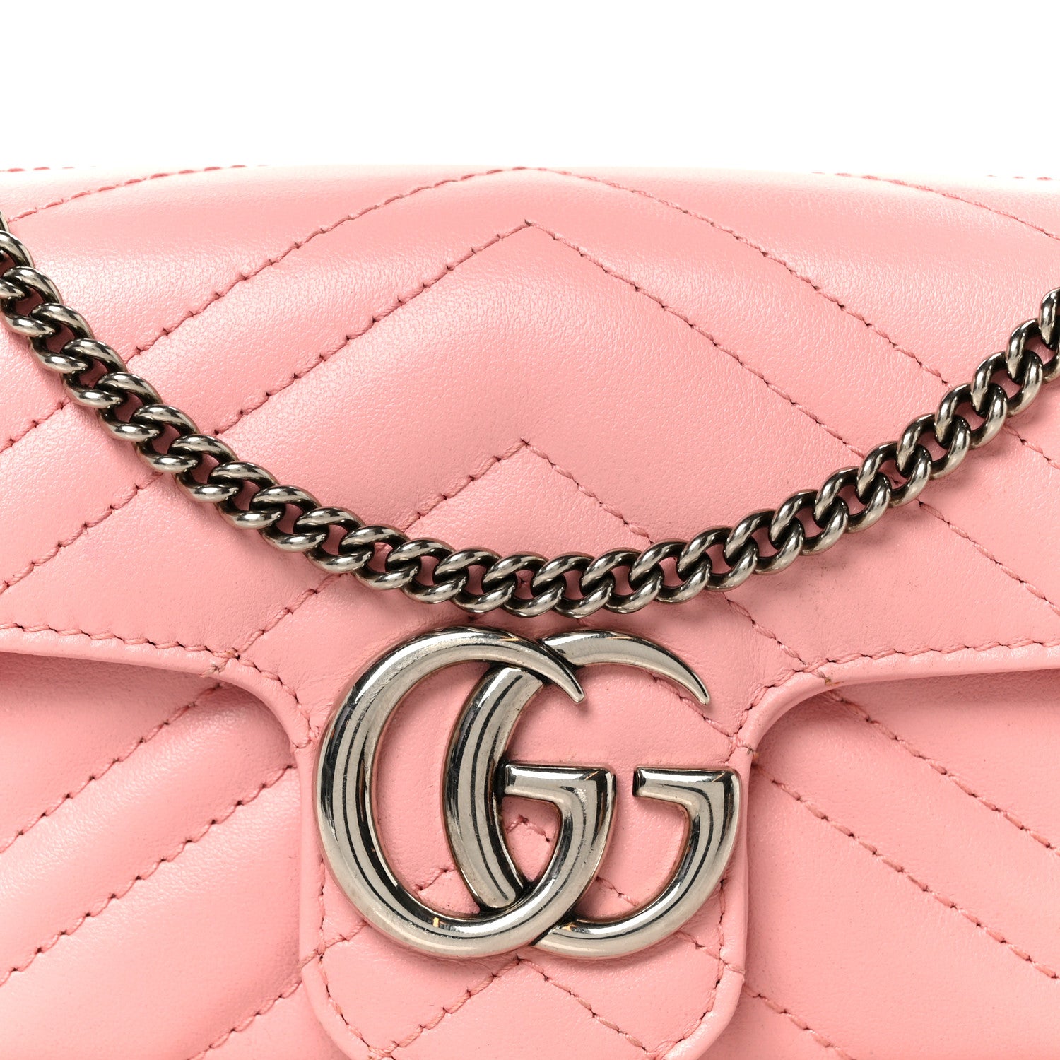 Gucci Calfskin Matelasse Super Mini GG Marmont Shoulder Bag Wild Rose 8 of 10