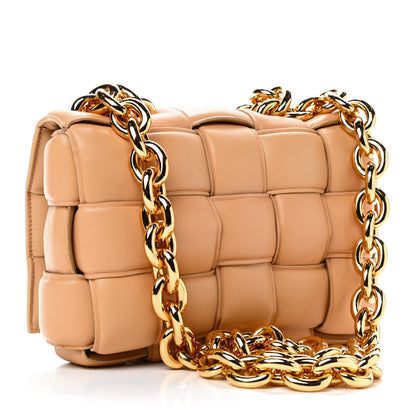 Bottega Veneta Lambskin Maxi Intreccio Padded Chain Cassette Crossbody Bag Almond 3 of 9