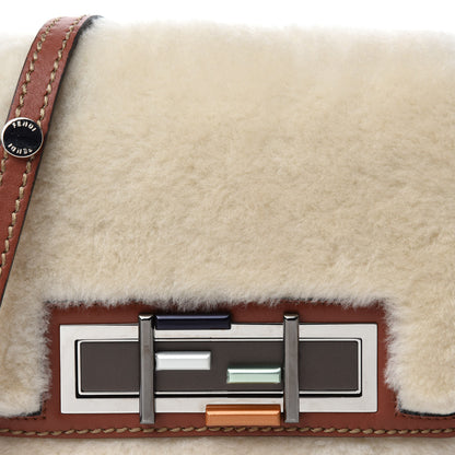 Fendi Shearling Vitello Dolce 3Baguette Shoulder Bag Beige 10 of 10