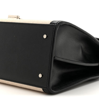 Saint Laurent Canvas Calfskin Medium Classic Monogram Cassandra Top Handle Natural Black 9 of 13