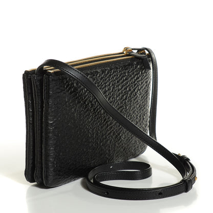 Celine Calfskin Astrakhan Embossed Small Trio Crossbody Black 3 of 7