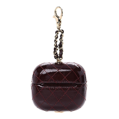 Chanel Glazed Calfskin Quilted Airpods Pro Case With Chain Burgundy 2 of 9