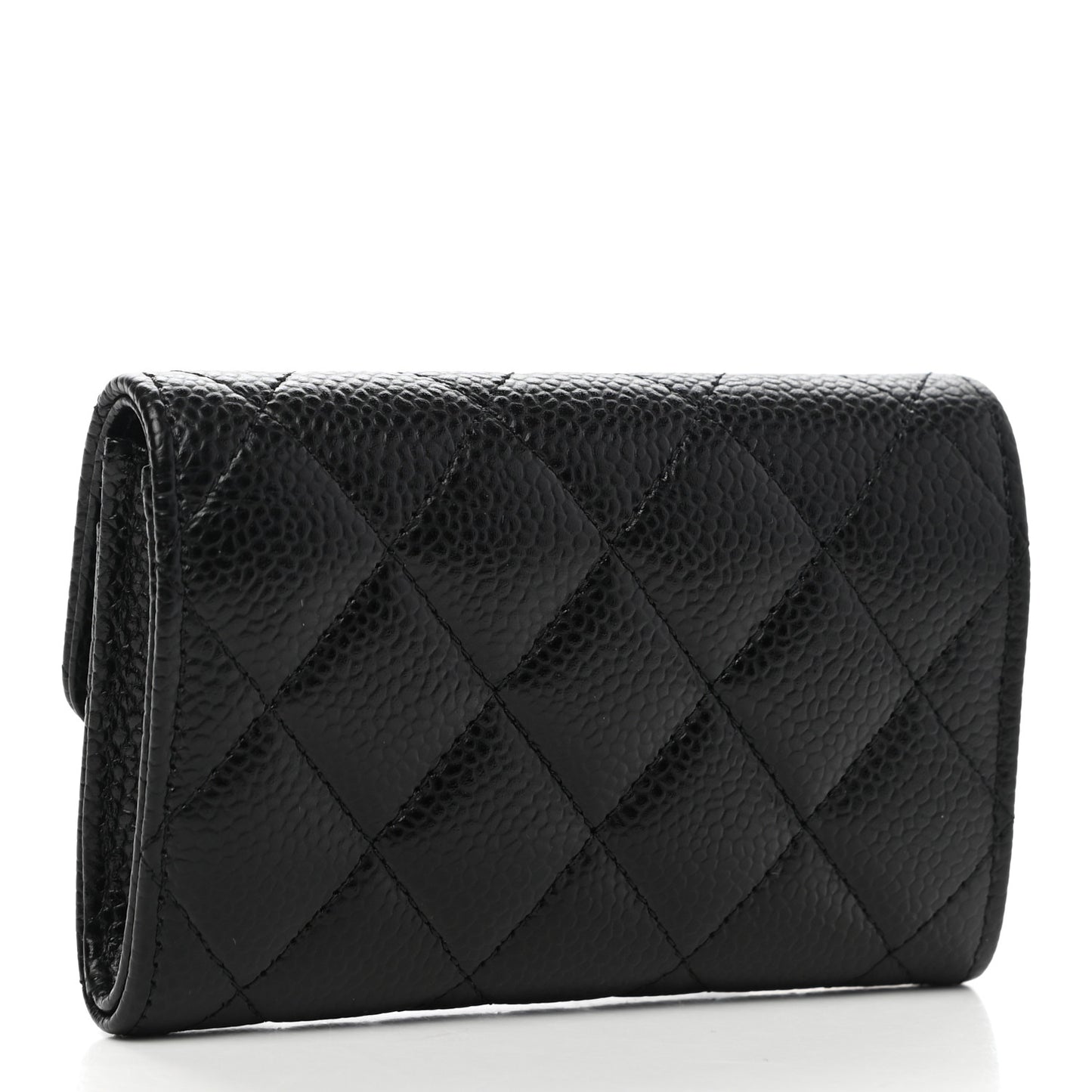 Caviar Quilted Flap Card Holder Black
