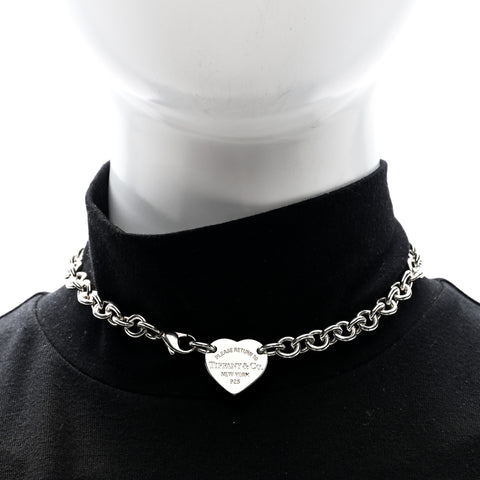 Sterling Silver Return to Tiffany Heart Tag Choker Necklace