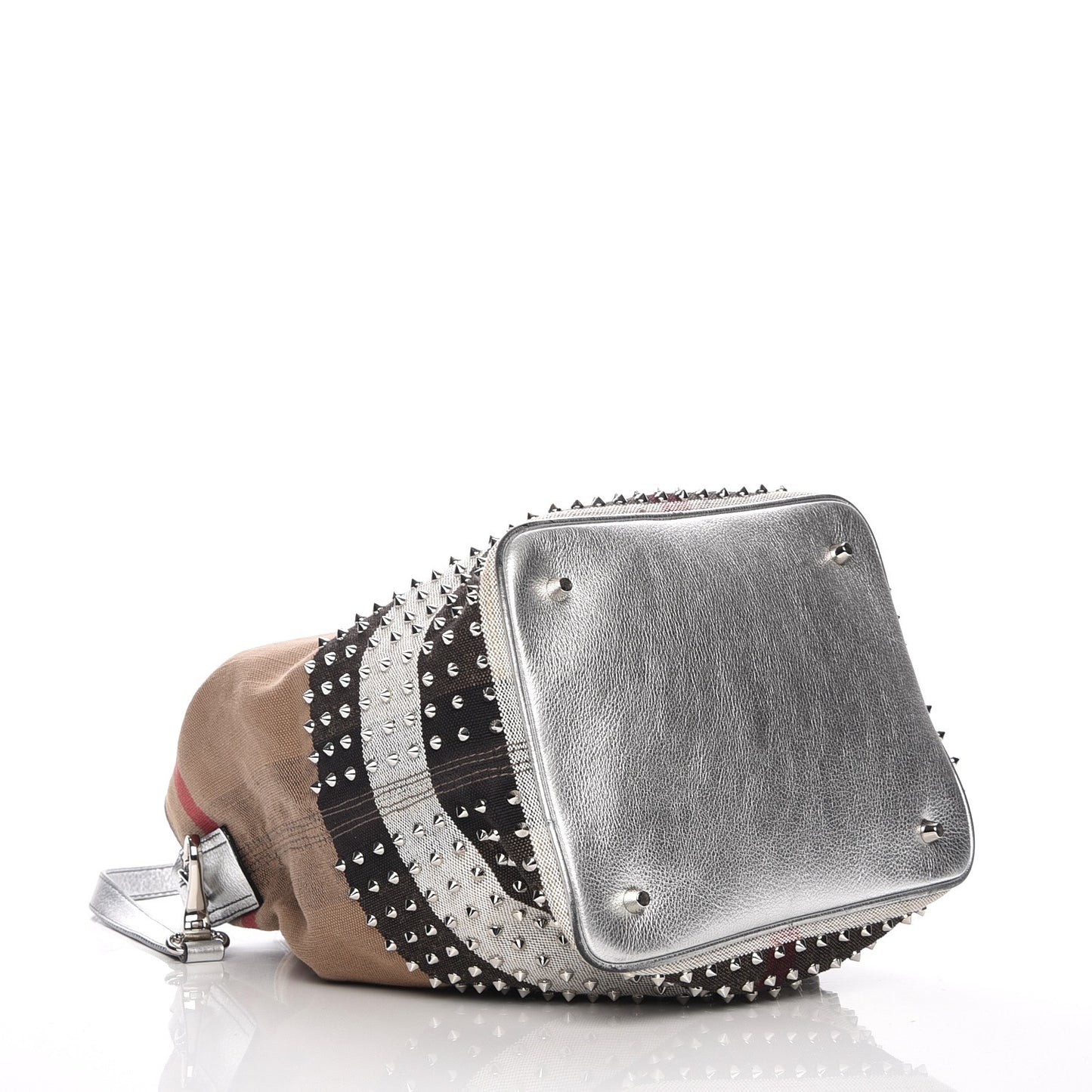 Canvas Mega Check Studded Medium Susanna Hobo Silver