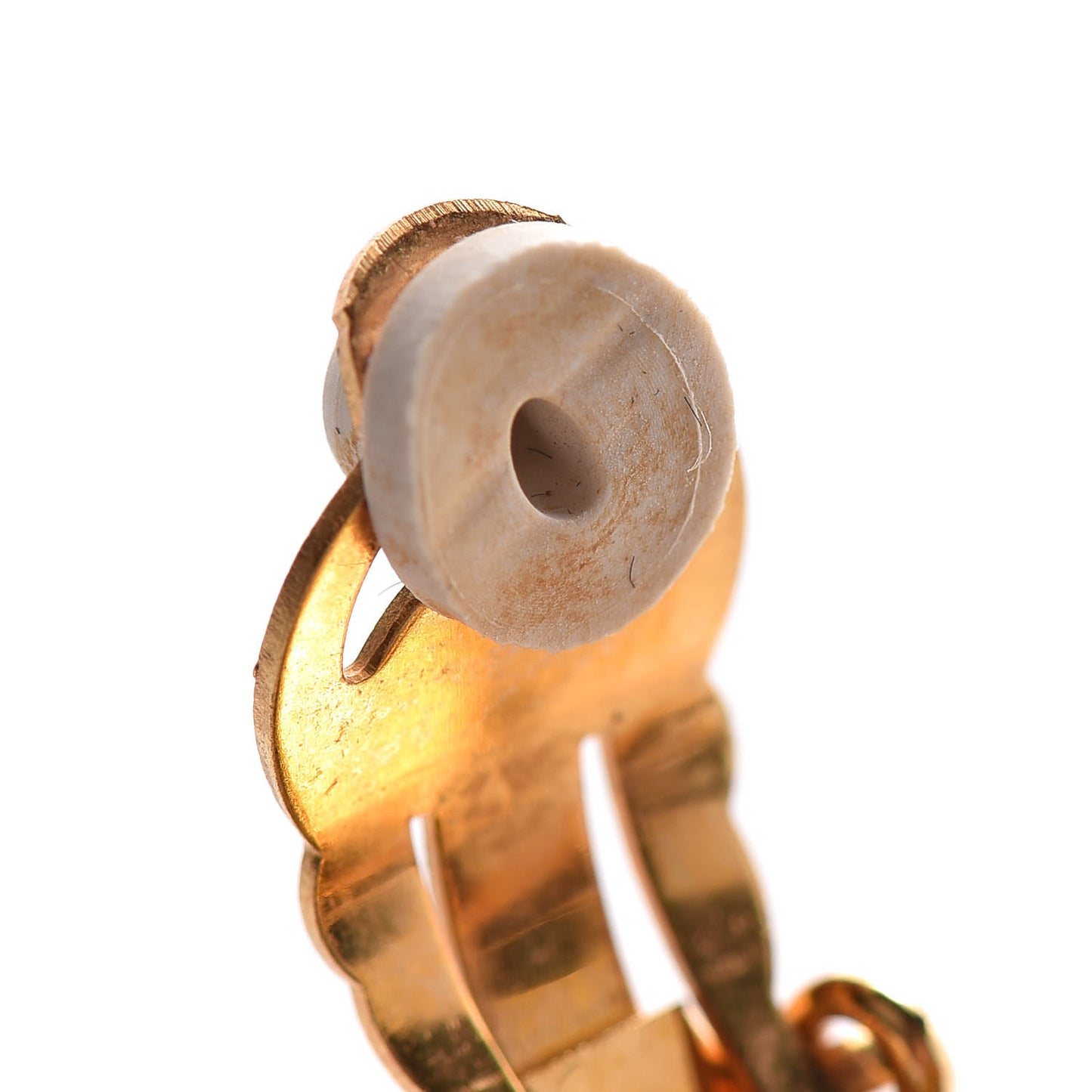 Metal CC Turnlock Clip On Earrings Gold