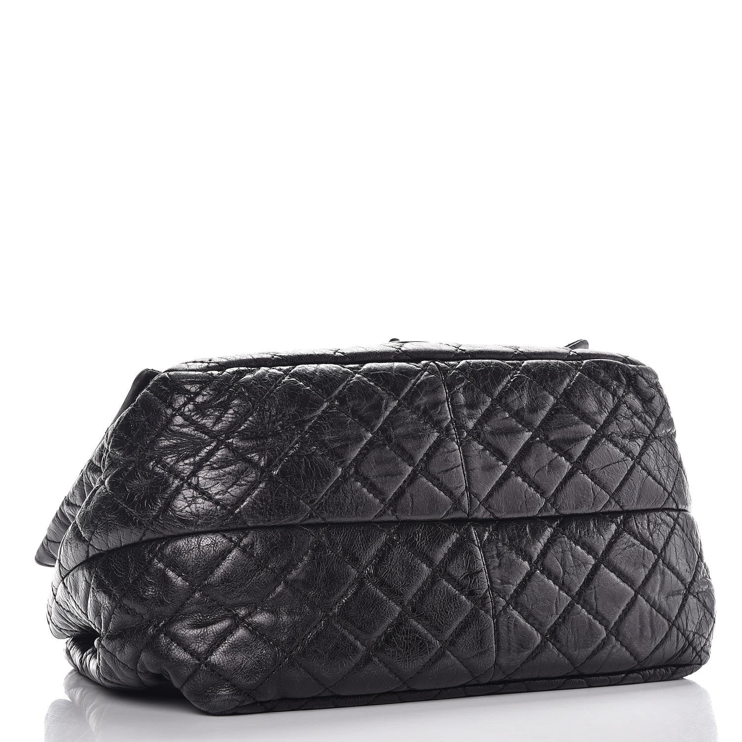 Chanel Metallic Aged Calfskin Quilted Reissue 2.55 Accordion Flap Black 4 of 16