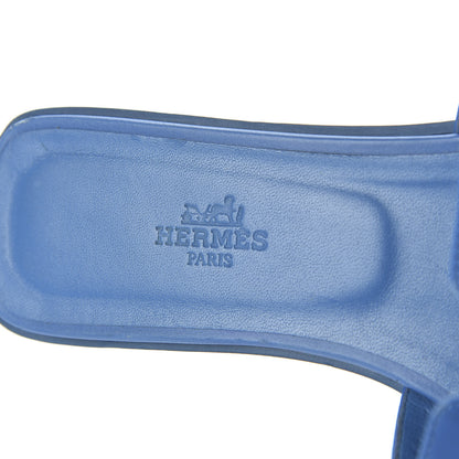 Hermes Calfskin Oran Sandals 37.5 Bleu De Chine 7 of 8