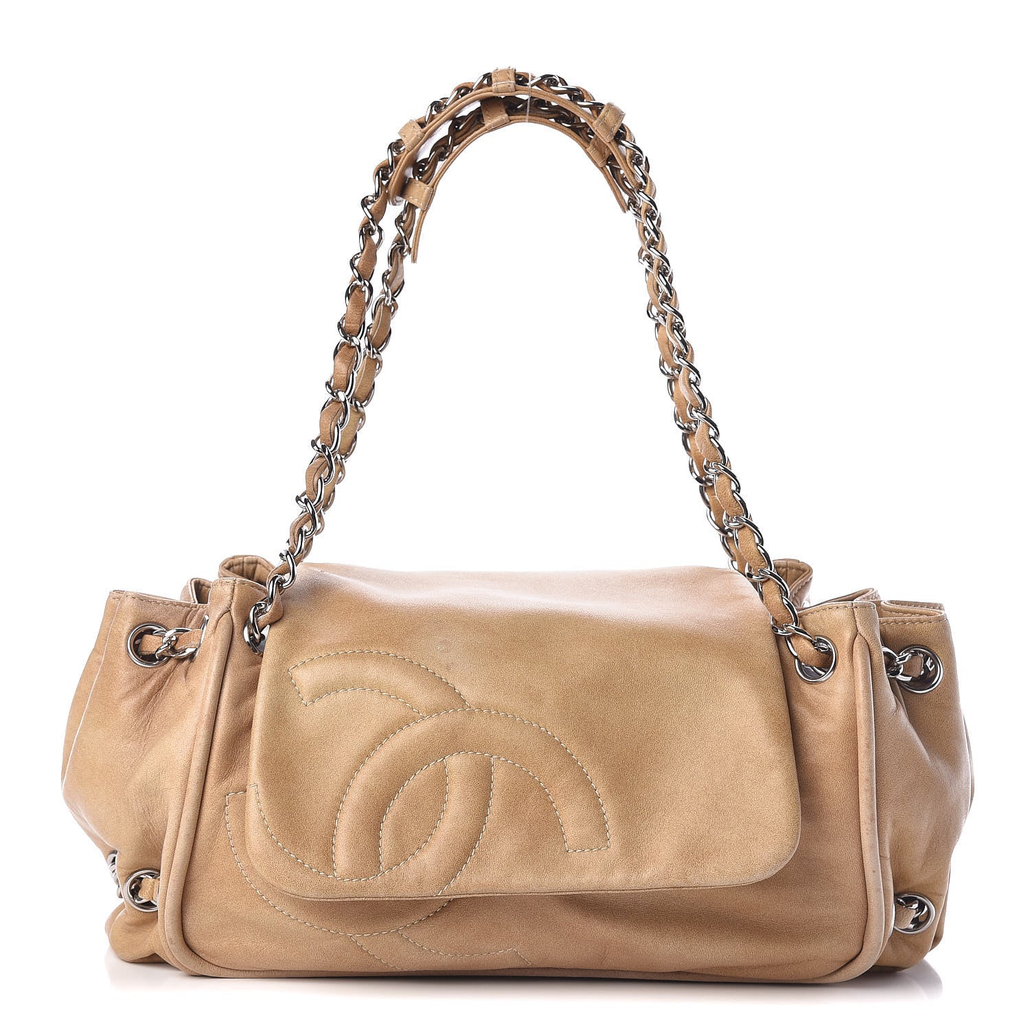 Chanel Calfskin Diagonal Ligne Flap Beige 1 of 12