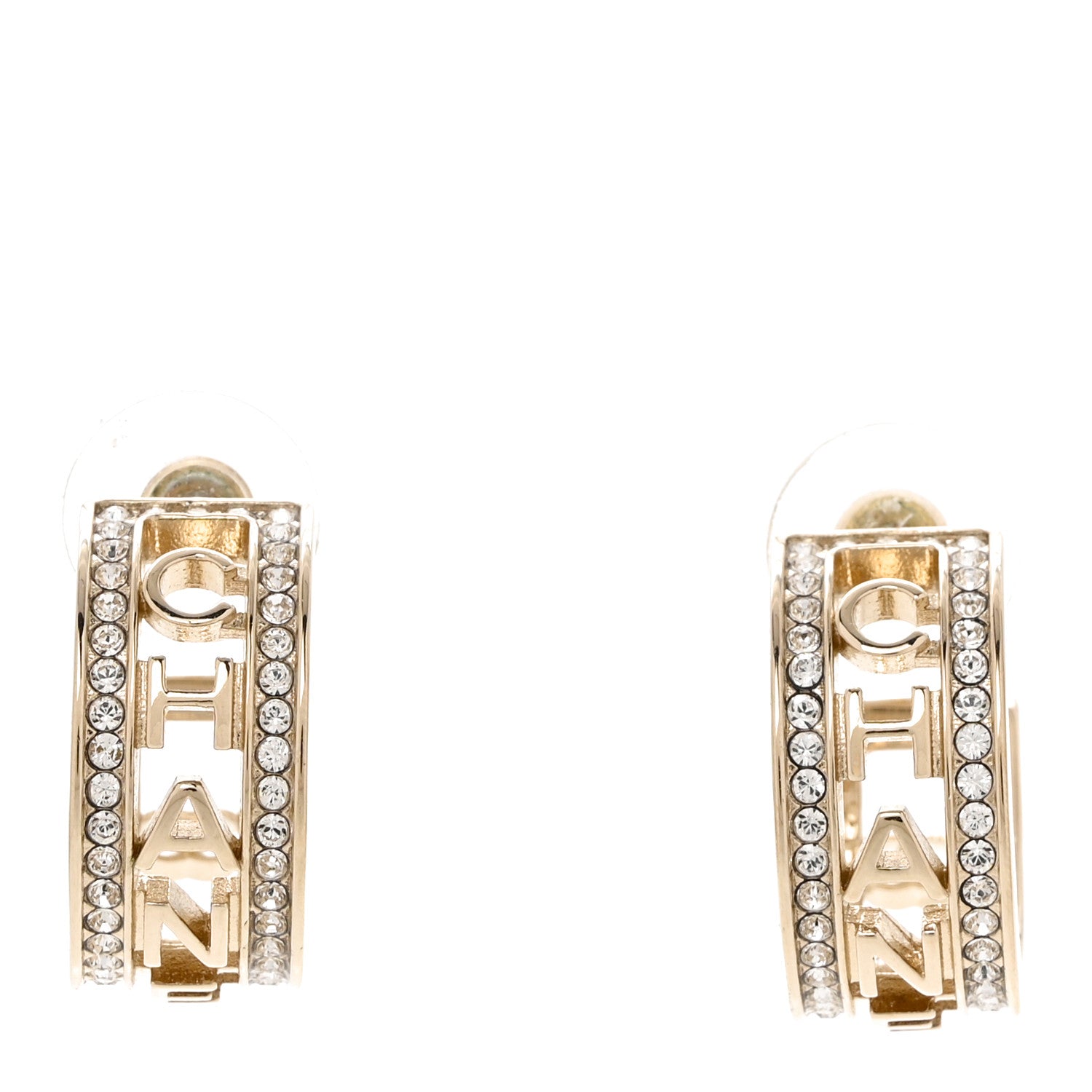 Chanel Metal Crystal Bow-tiful CC Hoop Earrings Gold 1 of 4