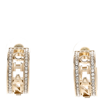 Chanel Metal Crystal Bow-tiful CC Hoop Earrings Gold 1 of 4