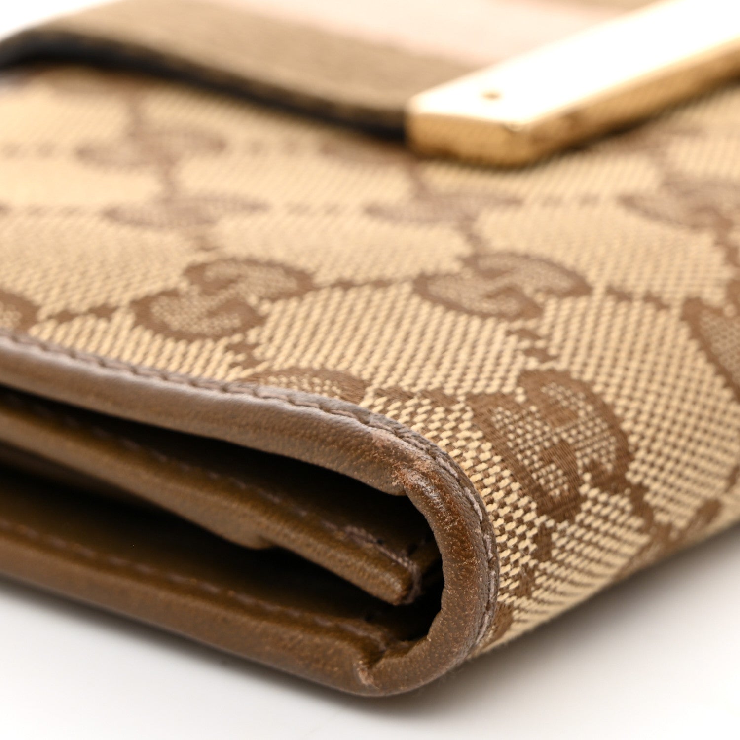 Gucci Monogram Calfskin Ladies Web Long Wallet Beige 8 of 9