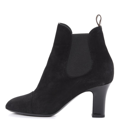 Louis Vuitton Suede Monogram Uniformes Cap Toe Chelsea 75mm Ankle Boots 37 Black 1 of 12