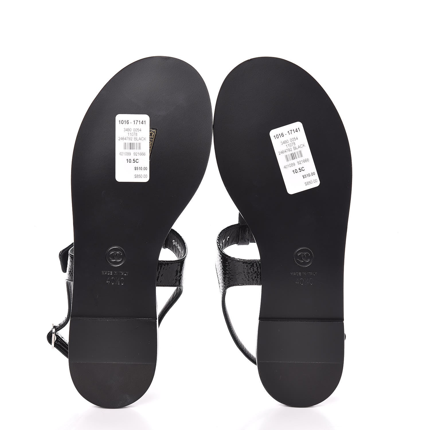 Chanel Patent Goatskin CC Thong Sandals 40.5 Black 5 of 9