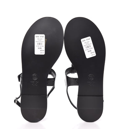 Chanel Patent Goatskin CC Thong Sandals 40.5 Black 5 of 9