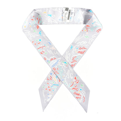 Hermes Silk Isola Di Primavera Twilly Gris Perle Grenadine 1 of 3