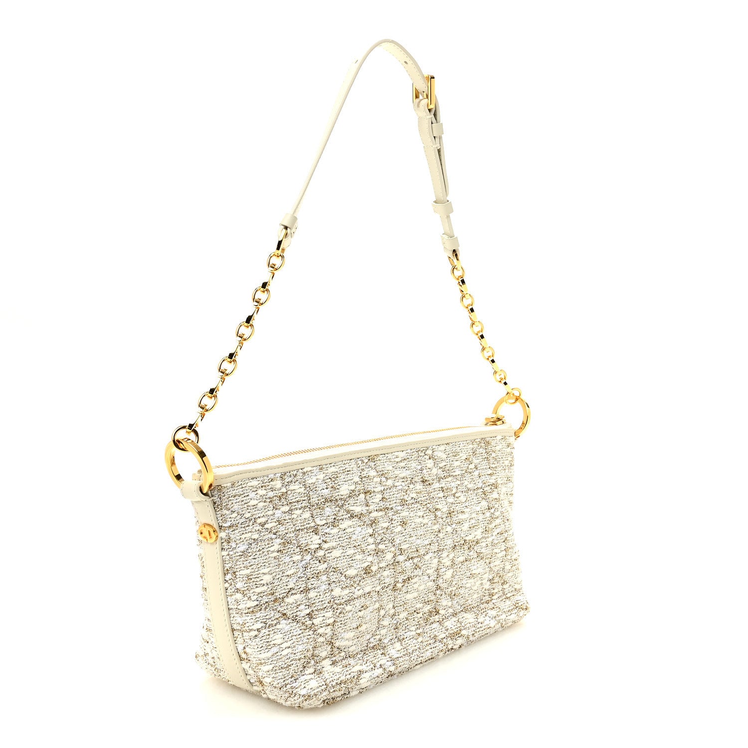 Christian Dior Tweed Cannage DiorStar Hobo Bag White Gold 3 of 10