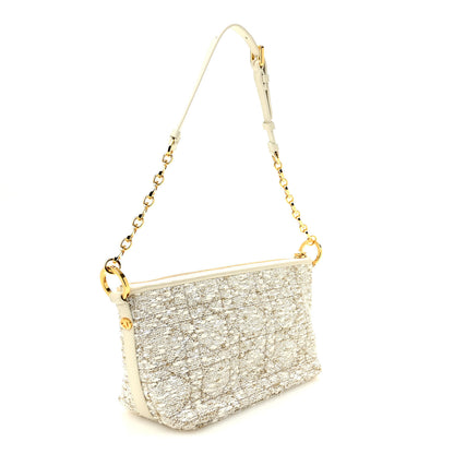Christian Dior Tweed Cannage DiorStar Hobo Bag White Gold 3 of 10