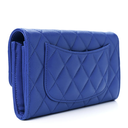 Chanel Caviar Quilted Large Gusset Flap Wallet Blue 3 of 13