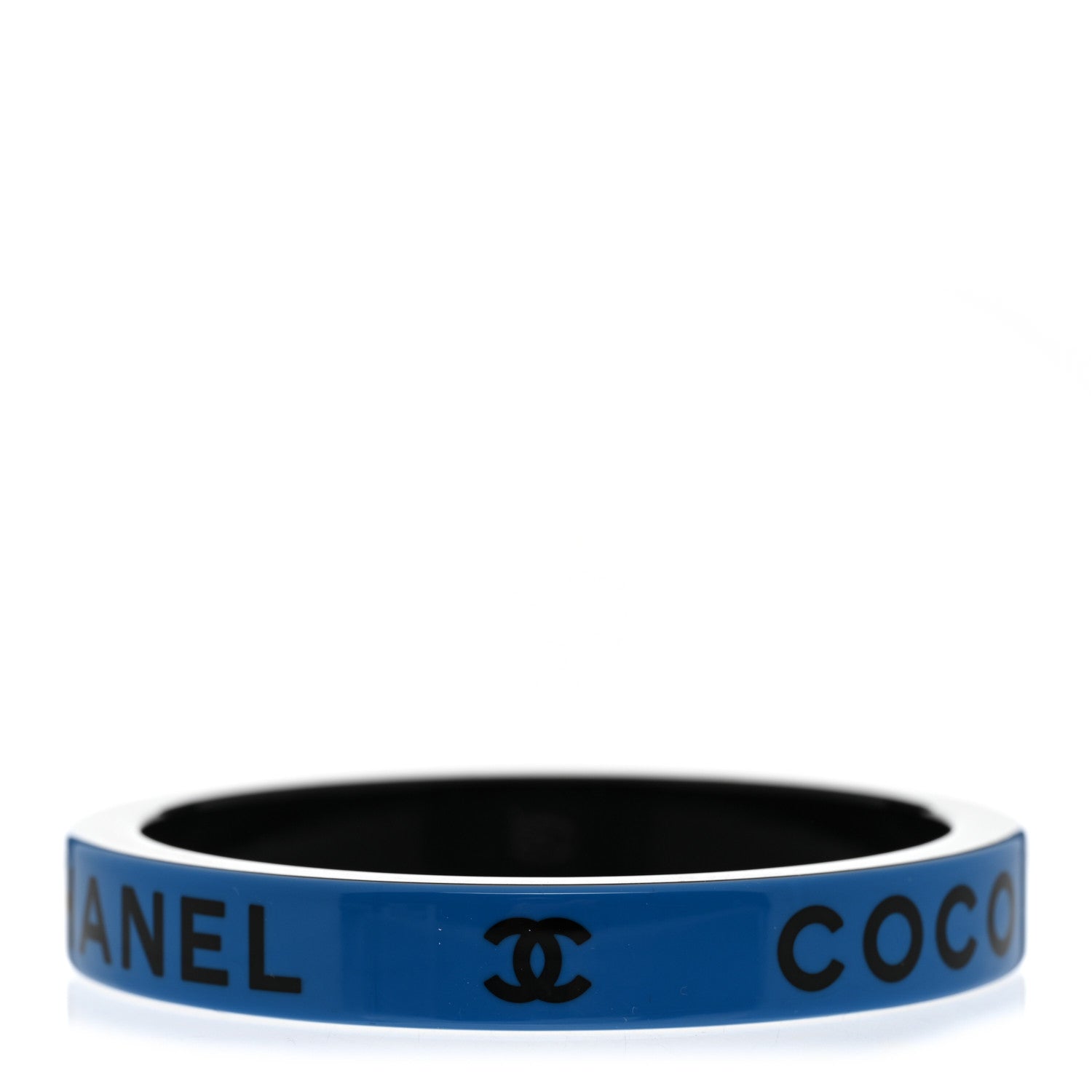 Chanel Resin Logo Bangle Bracelet Blue Black 1 of 5