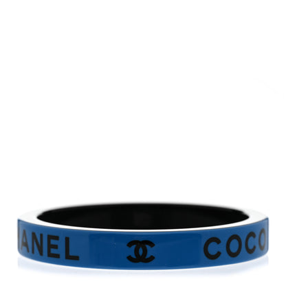 Chanel Resin Logo Bangle Bracelet Blue Black 1 of 5