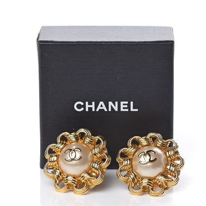 Chanel Pearl CC Clip On Earrings Gold 7 of 7