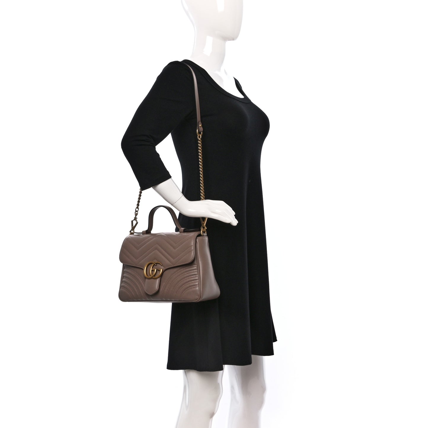 Calfskin Matelasse Small GG Marmont Top Handle Shoulder Bag Porcelain Rose