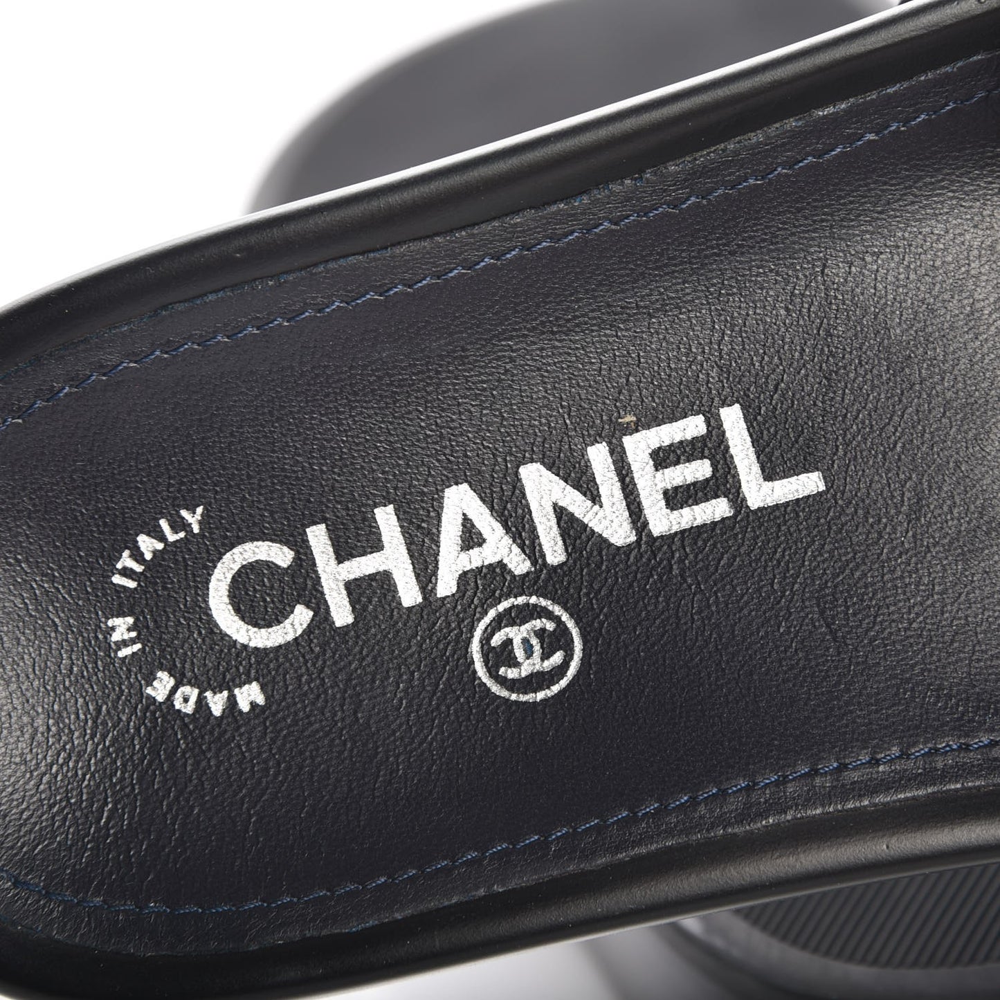 Lambskin Chain Flat Sandals 35 Marine