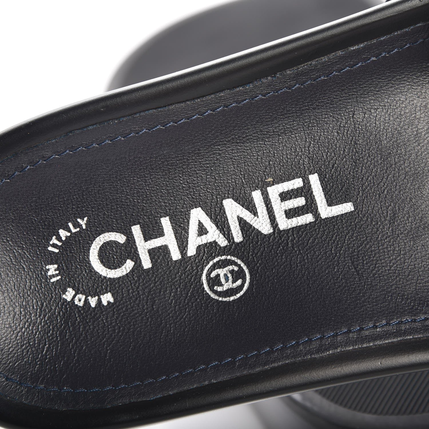 Chanel Lambskin Chain Flat Sandals 35 Marine 7 of 8