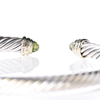 David Yurman Sterling Silver 14K Yellow Gold Peridot 5mm Cable Classics Petite Color Bracelet 4 of 4