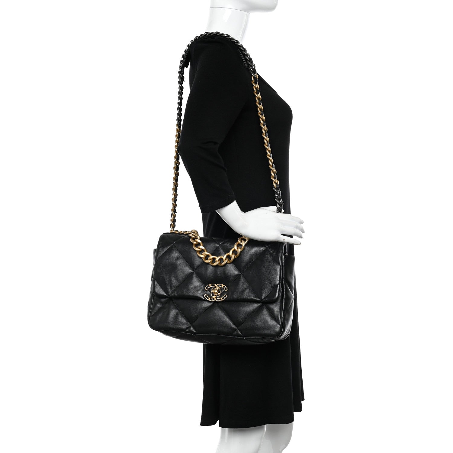 Chanel Goatskin Quilted Large Chanel 19 Flap Black 2 of 10