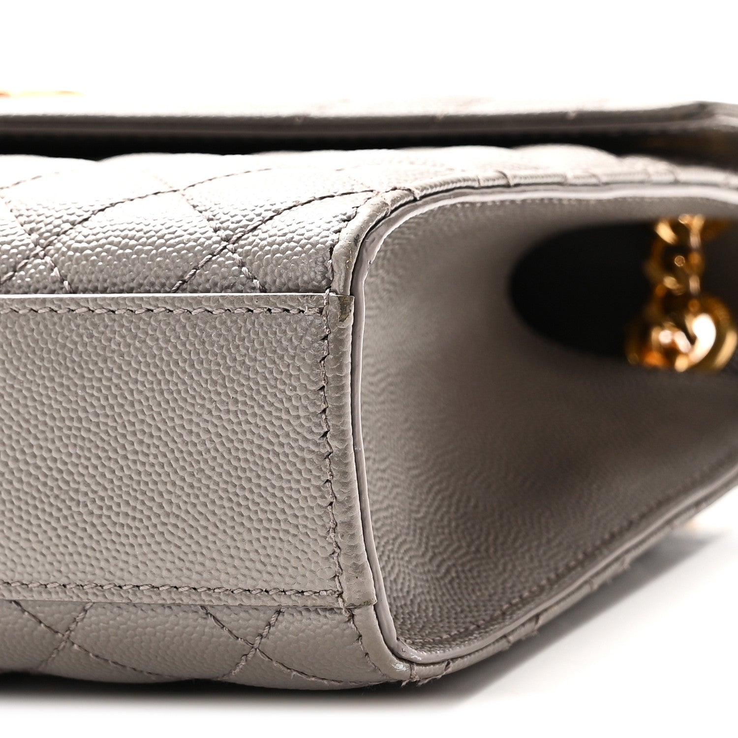 Saint Laurent Grain De Poudre Textured Mixed Matelasse Triquilt Medium Monogram Satchel Greyish Brown 9 of 10