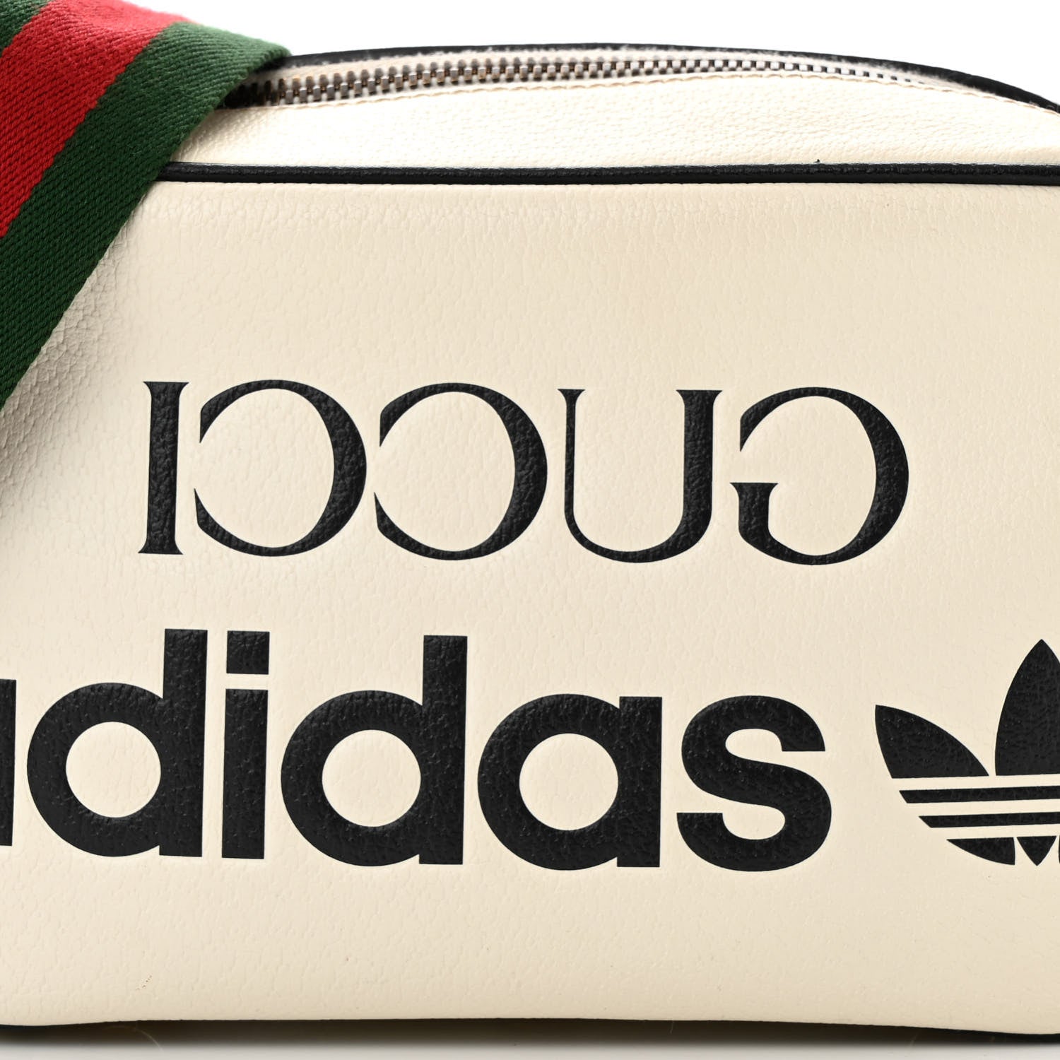 Gucci X ADIDAS Textured Dollar Calfskin Web Trefoil Logo Small Messenger Bag Off White Black 8 of 11