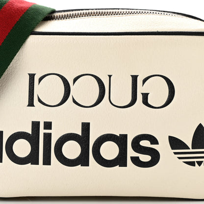 Gucci X ADIDAS Textured Dollar Calfskin Web Trefoil Logo Small Messenger Bag Off White Black 8 of 11