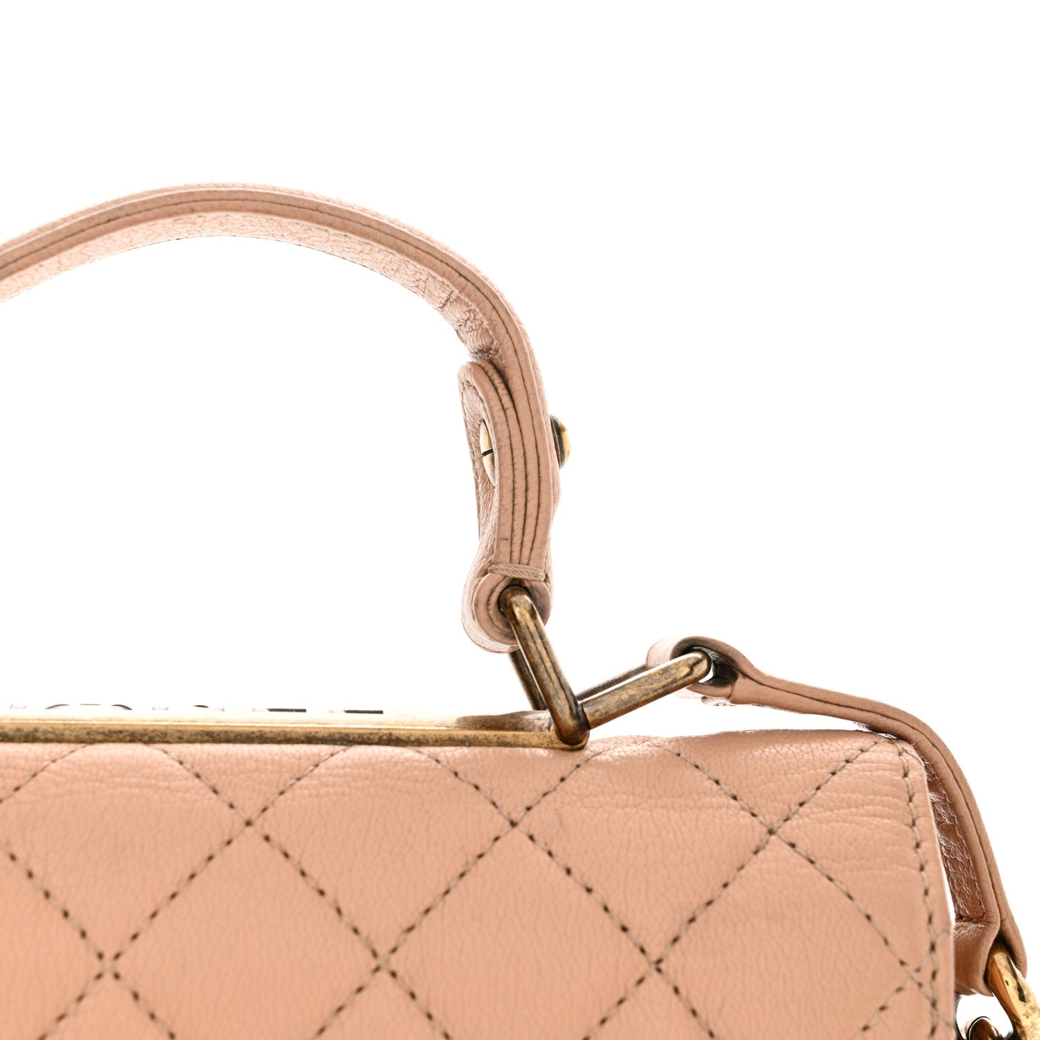 Chanel Goatskin Quilted Large Rita Top Handle Flap Beige 15 of 20