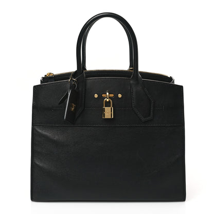 Louis Vuitton Calfskin City Steamer MM Black 1 of 9
