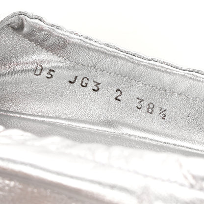 Valentino Garavani Metallic Calfskin Bow Ballerina Flats 38.5 Silver 9 of 10