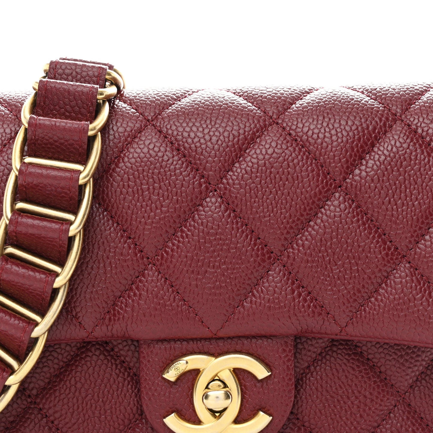 Caviar Quilted Mini Chain Soul Flap Burgundy