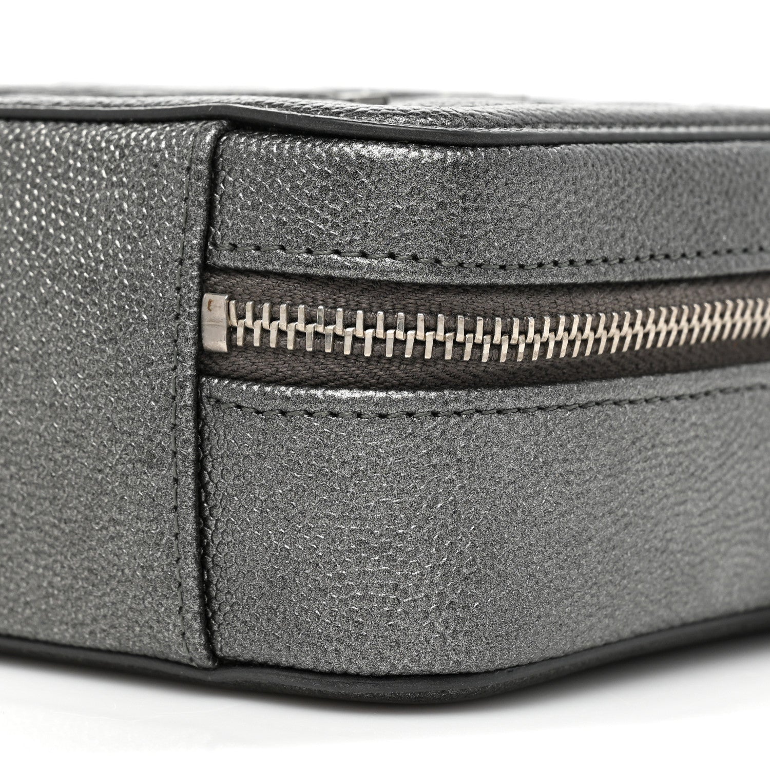 Chanel Metallic Caviar Quilted CC Filigree Vanity Clutch With Chain Dark Silver 9 of 9