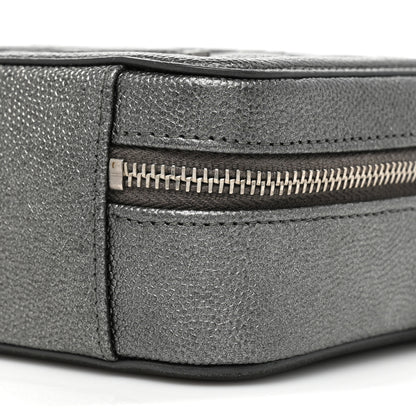 Chanel Metallic Caviar Quilted CC Filigree Vanity Clutch With Chain Dark Silver 9 of 9