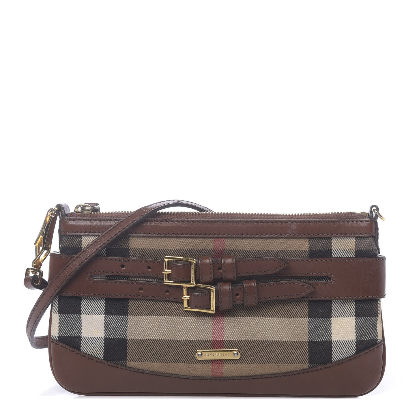 House Check Bridle Calfskin Peyton Crossbody Tan