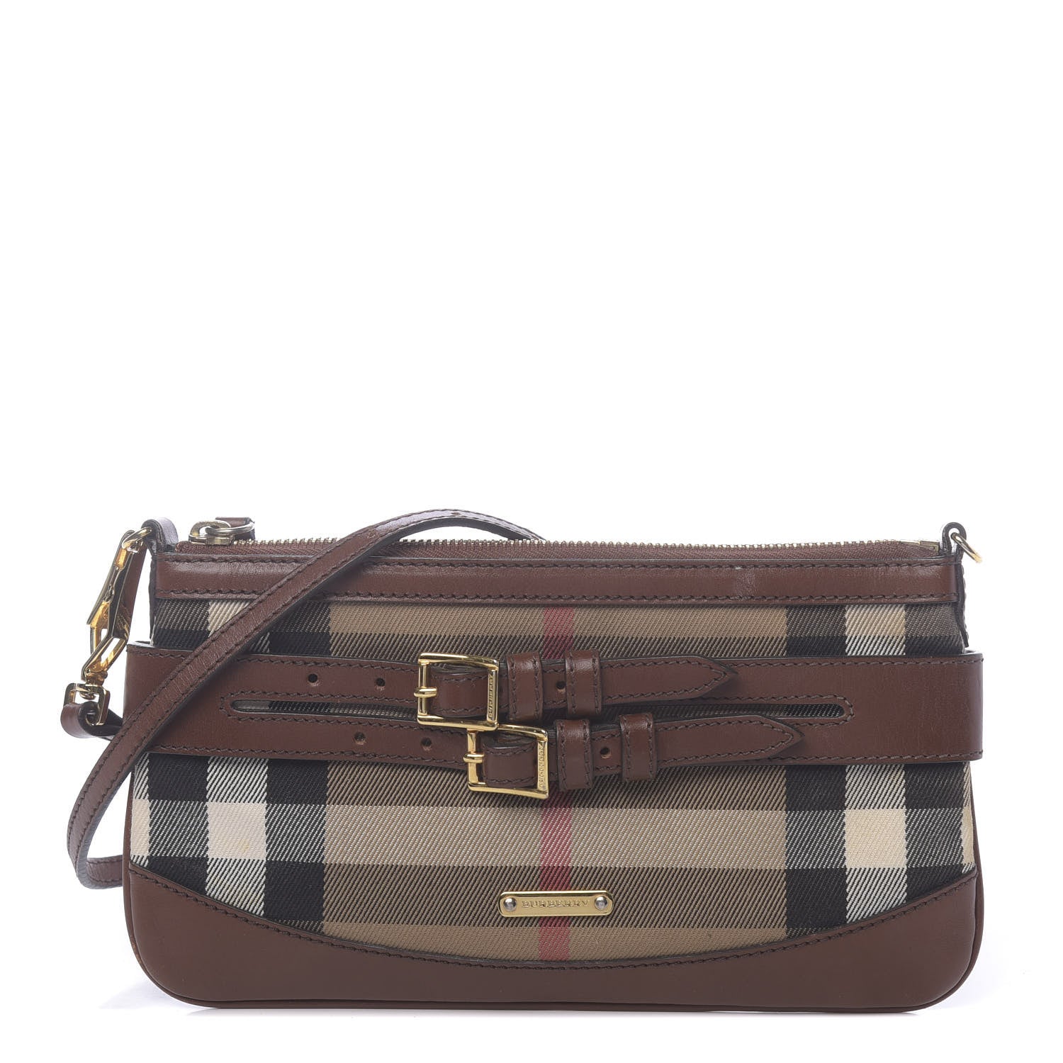 Burberry House Check Bridle Calfskin Peyton Crossbody Tan 1 of 10
