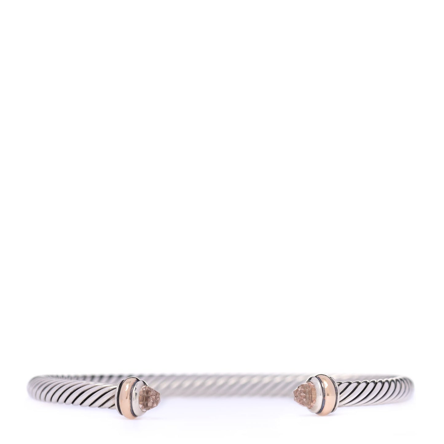 Sterling Silver 18K Rose Gold Morganite 4mm Cable Classics Bracelet