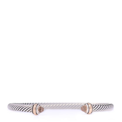 David Yurman Sterling Silver 18K Rose Gold Morganite 4mm Cable Classics Bracelet 1 of 5