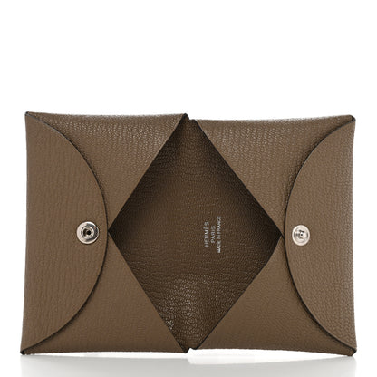 Hermes Chevre Mysore Calvi Card Case Etoupe 5 of 8