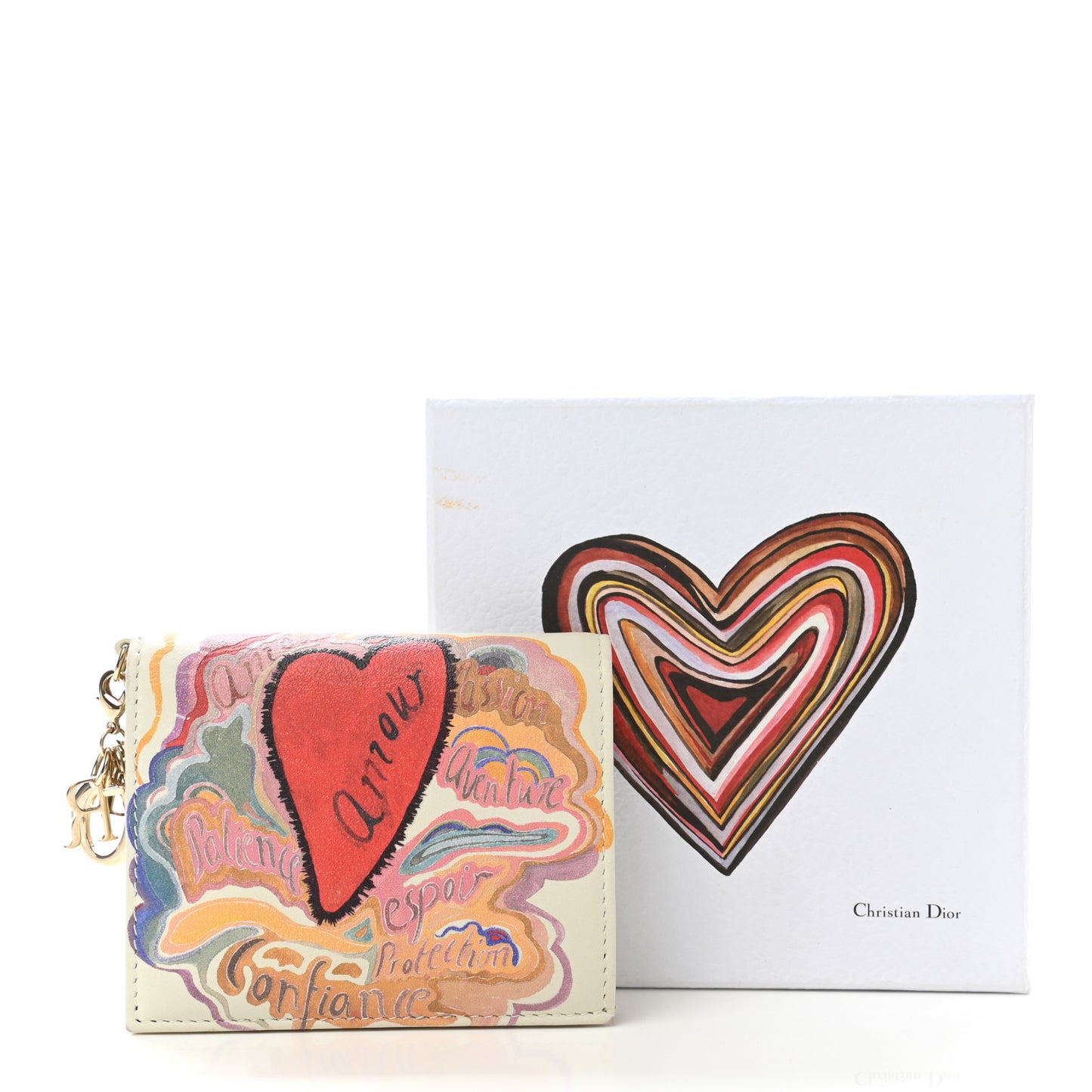 Calfskin Amour Print Compact Wallet Multicolor