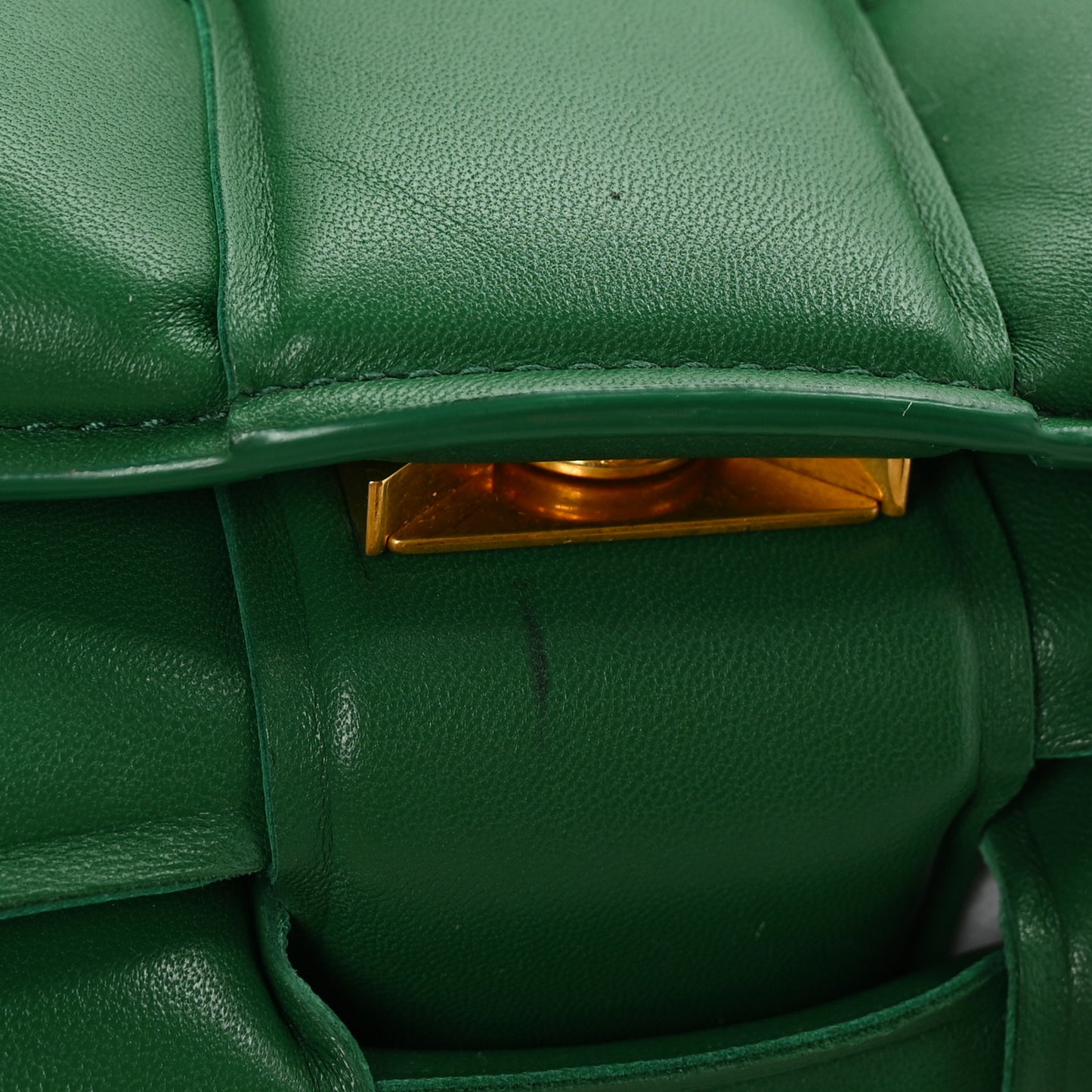 Lambskin Maxi Intreccio Padded Chain Cassette Crossbody Bag Racing Green