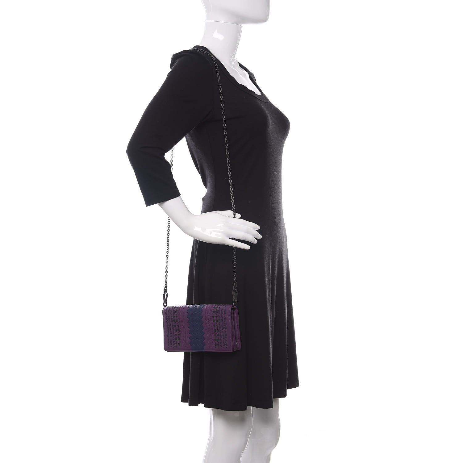 Bottega Veneta Nappa Intrecciato Embroidered Continental Wallet on Chain Mona Lisa Atlantic 2 of 9